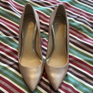 Jessica Simpson Gold Heels Classic Pointed-Toe Pumps